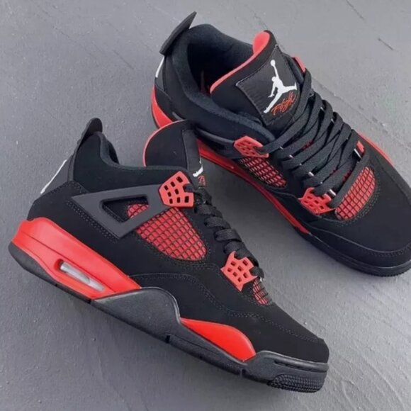 Nike Air Jordan 4 Retro Red Thunder  Men Basketball Shoes - Picture 1 of 6